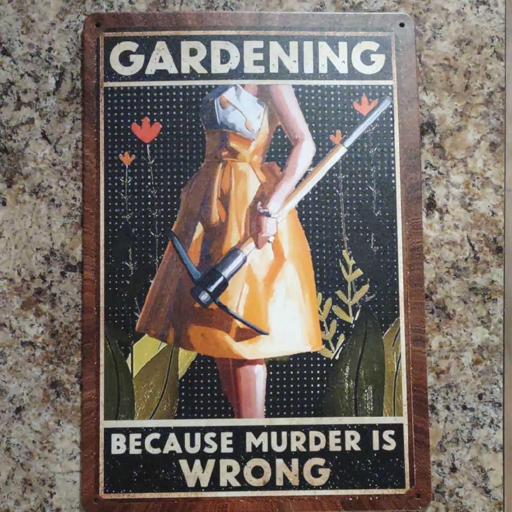 Vintage Gardening Metal Wall Art - Orange and Black